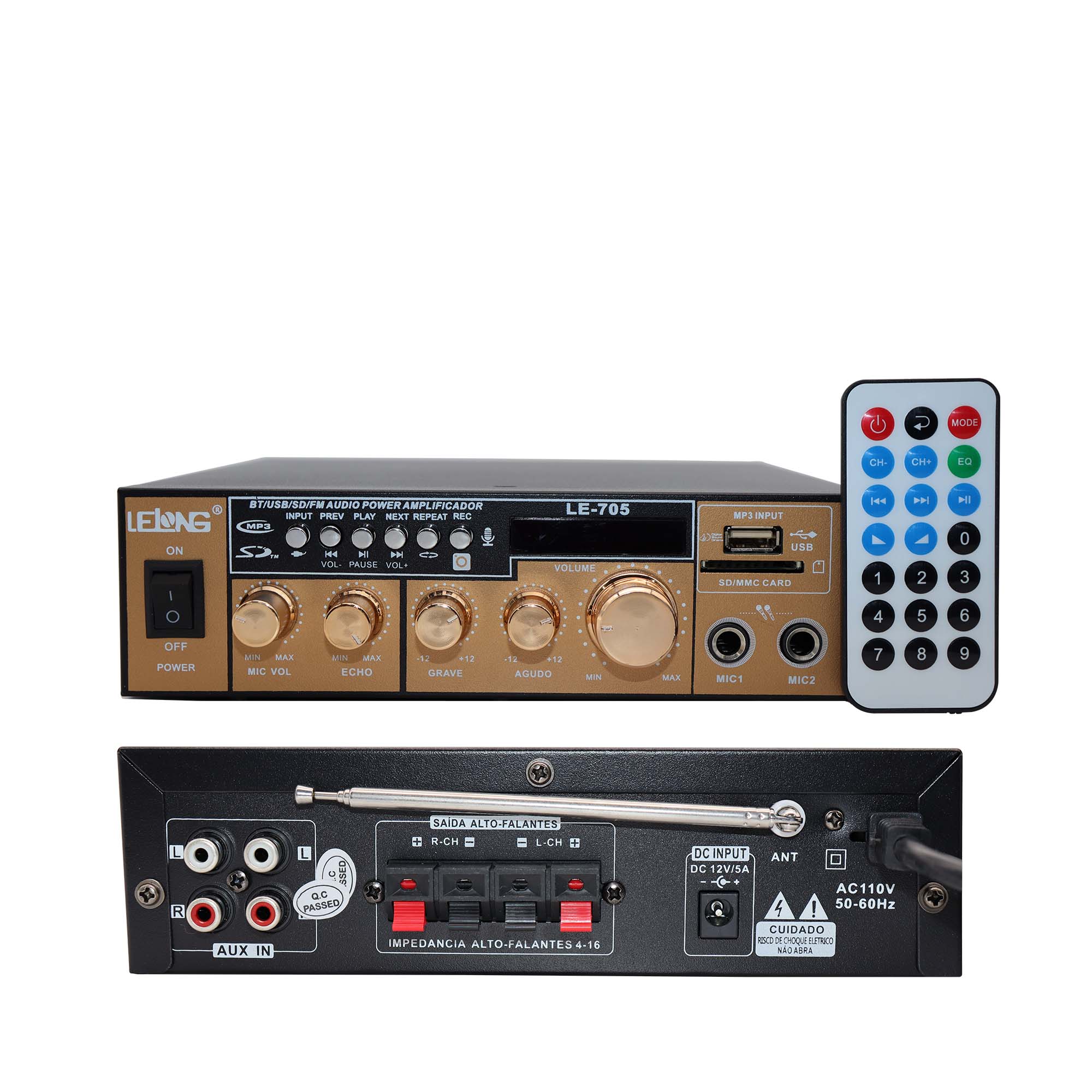 Amplificador de Áudio Receiver C/ Bluetooth USB Som Ambiente - Imagem 5