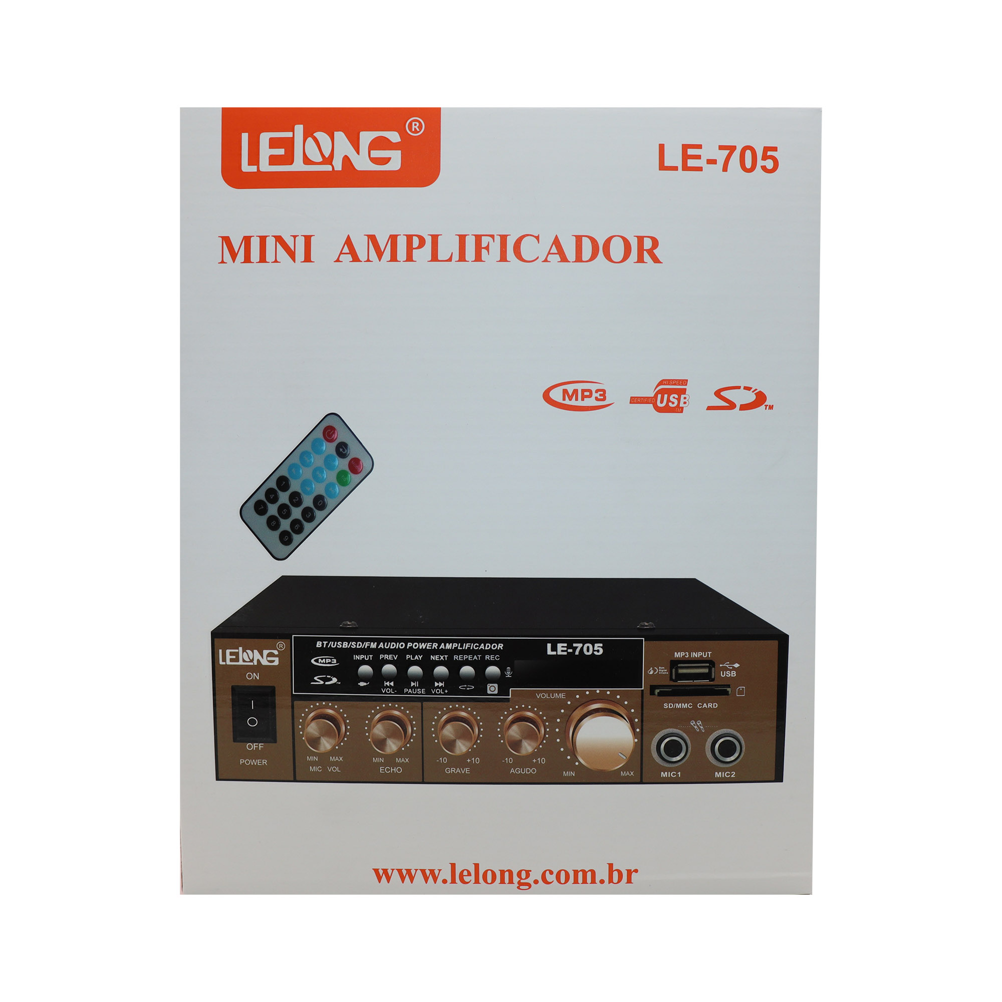 Amplificador de Áudio Receiver C/ Bluetooth USB Som Ambiente - Imagem 6