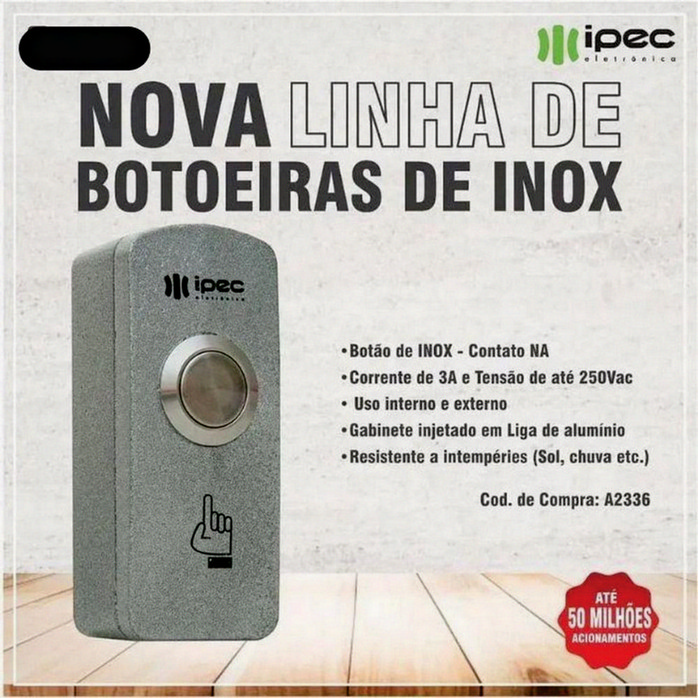 Botoeira Acionador P/ Fechadura Eletromagnetica Elétrica Em Inox IPEC - Imagem 8