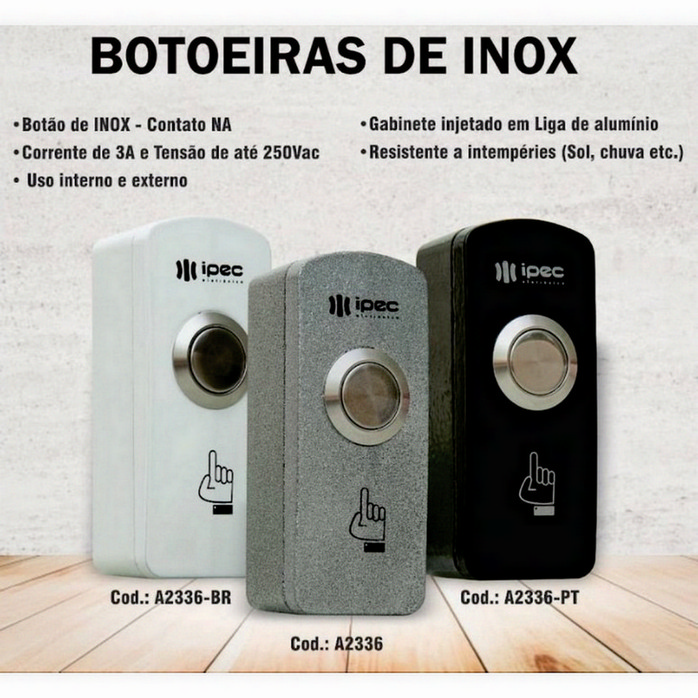 Botoeira Acionador P/ Fechadura Eletromagnetica Elétrica Em Inox IPEC - Imagem 5