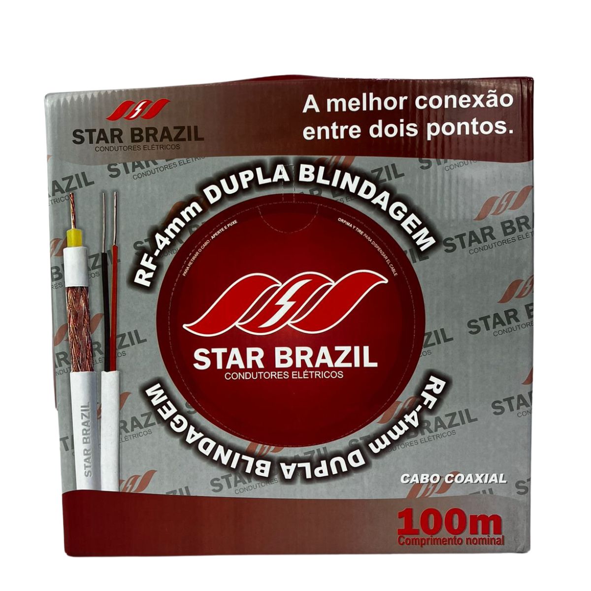 Cabo Coaxial 4mm Bipolar C/ Alimentação CFTV Cristal 100m - Imagem 3