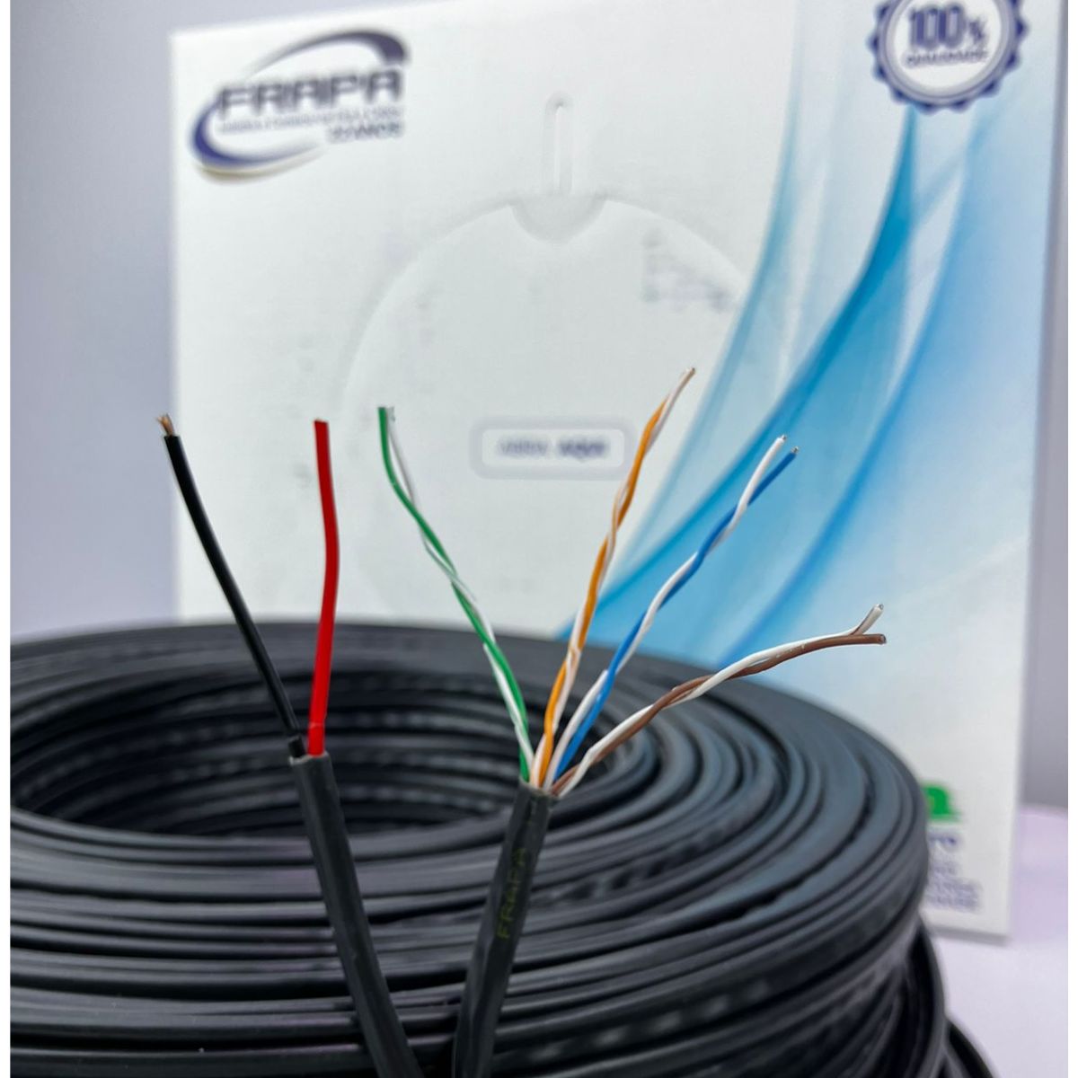 Cabo de Rede C/ Alimentação Multi Câmeras FRAPA CFTV Preto 100m - Imagem 2