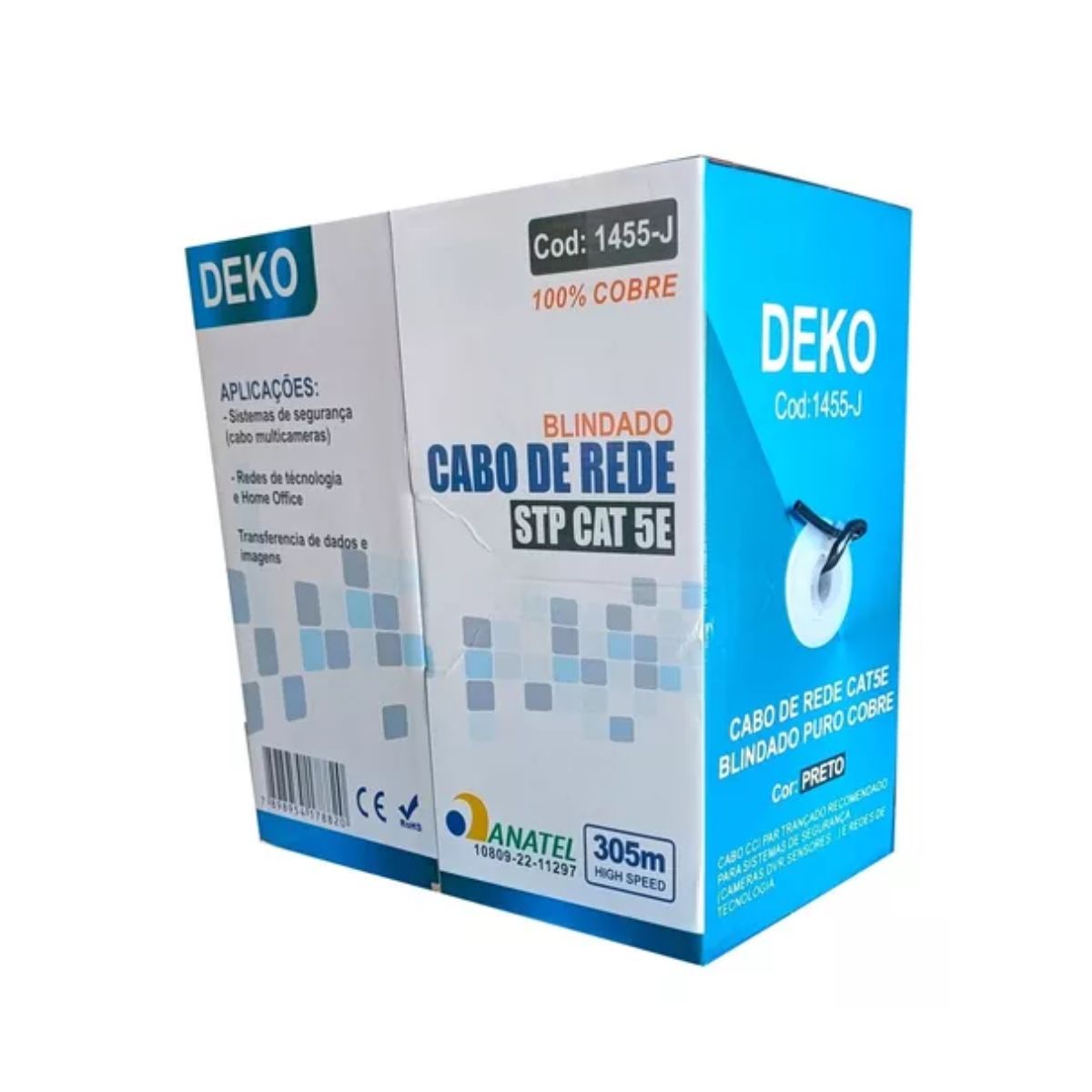 Cabo De Rede Cat5e Blindado 100% Cobre Puro Deko 1455 - Imagem 2