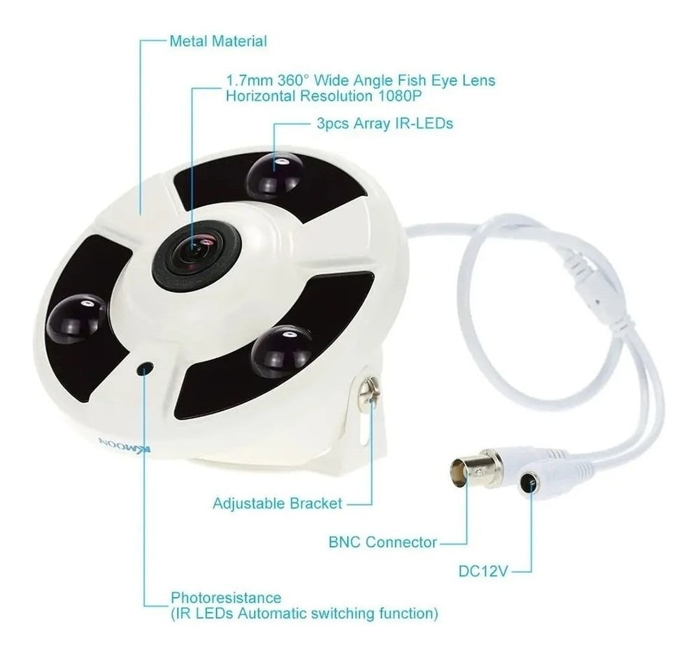 Câmera de Segurança 360° Panorâmica Fisheye Olho de Peixe Full HD 1080p TWG TW-0360 - Imagem 5