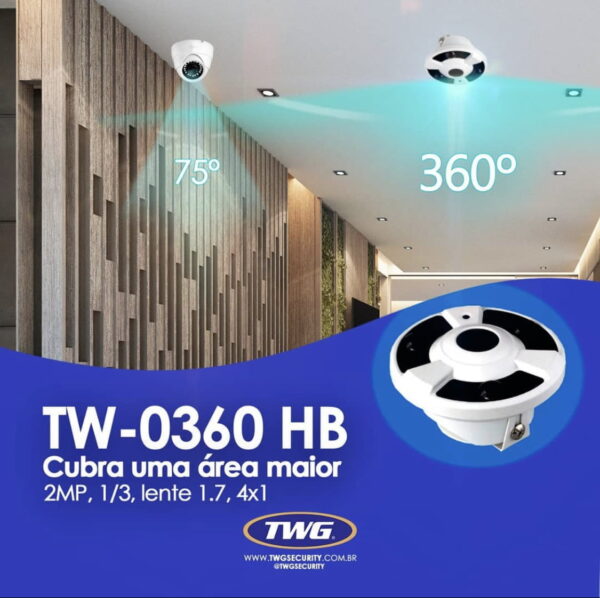 Câmera de Segurança 360° Panorâmica Fisheye Olho de Peixe Full HD 1080p TWG TW-0360 - Image 6