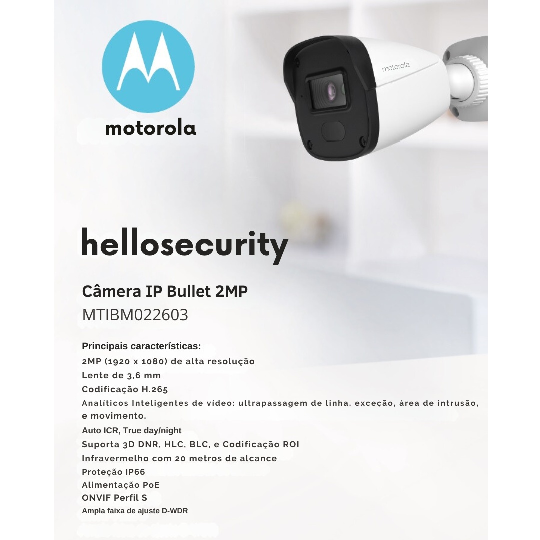 Câmera de Segurança IP Bullet/Canhão 2MP Full HD 1080p POE Motorola MTIBM022603 - Imagem 5