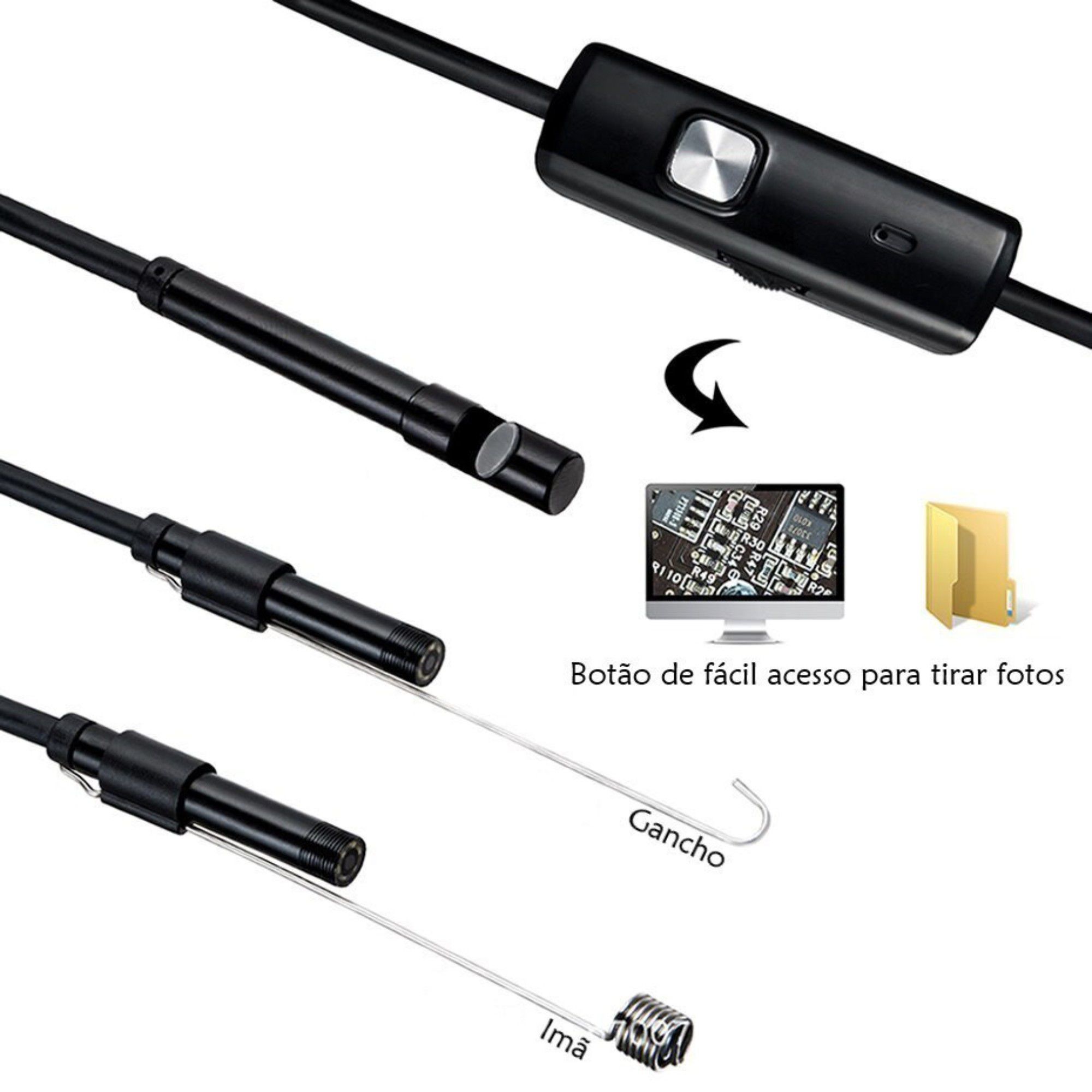 Câmera Sonda Endoscópica P/ Inspeção USB C/ 2 Metros - Imagem 5