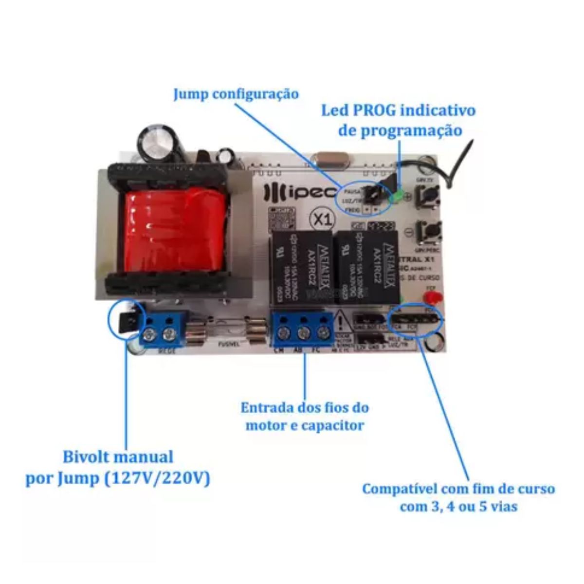 Central de Comando P/ Portão Deslizante Universal IPEC X1 - Imagem 2