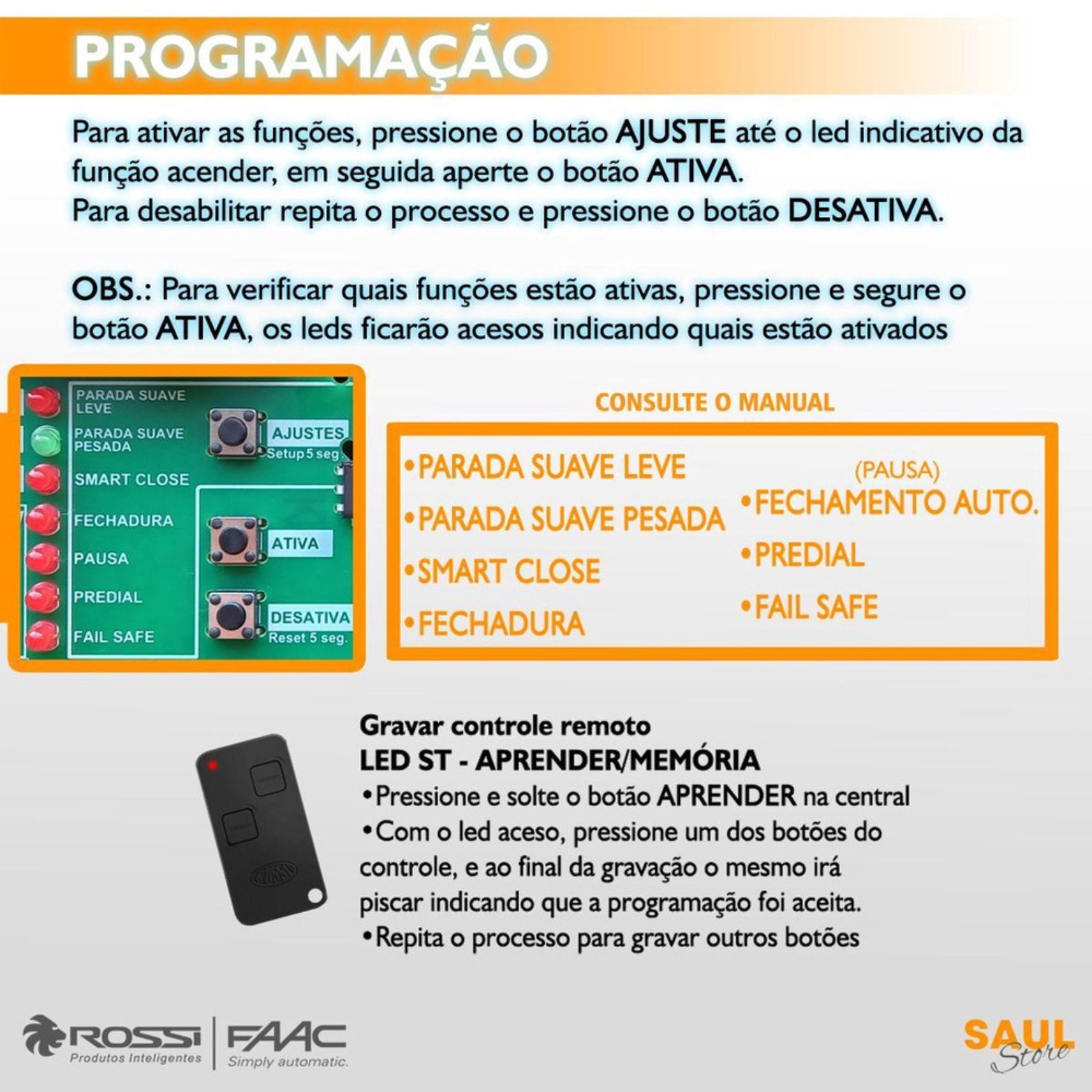 CENTRAL DE COMANDO PARA PORTÃO DESLIZANTE ROSSI WKXH90 - Imagem 4