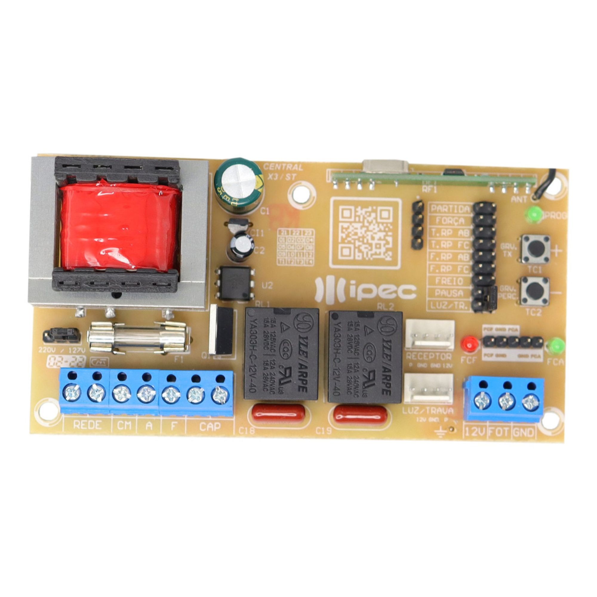 Central de Comando Placa Automatizador Motor Universal Portão PPA Garen Rossi RCG X3 Ipec Full ST - Imagem 2