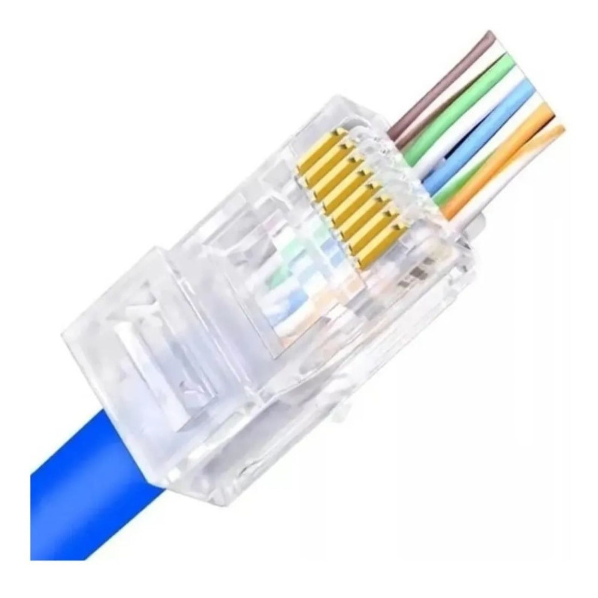 Conector RJ45 Macho Cat5e Para Cabo De Rede Vazado