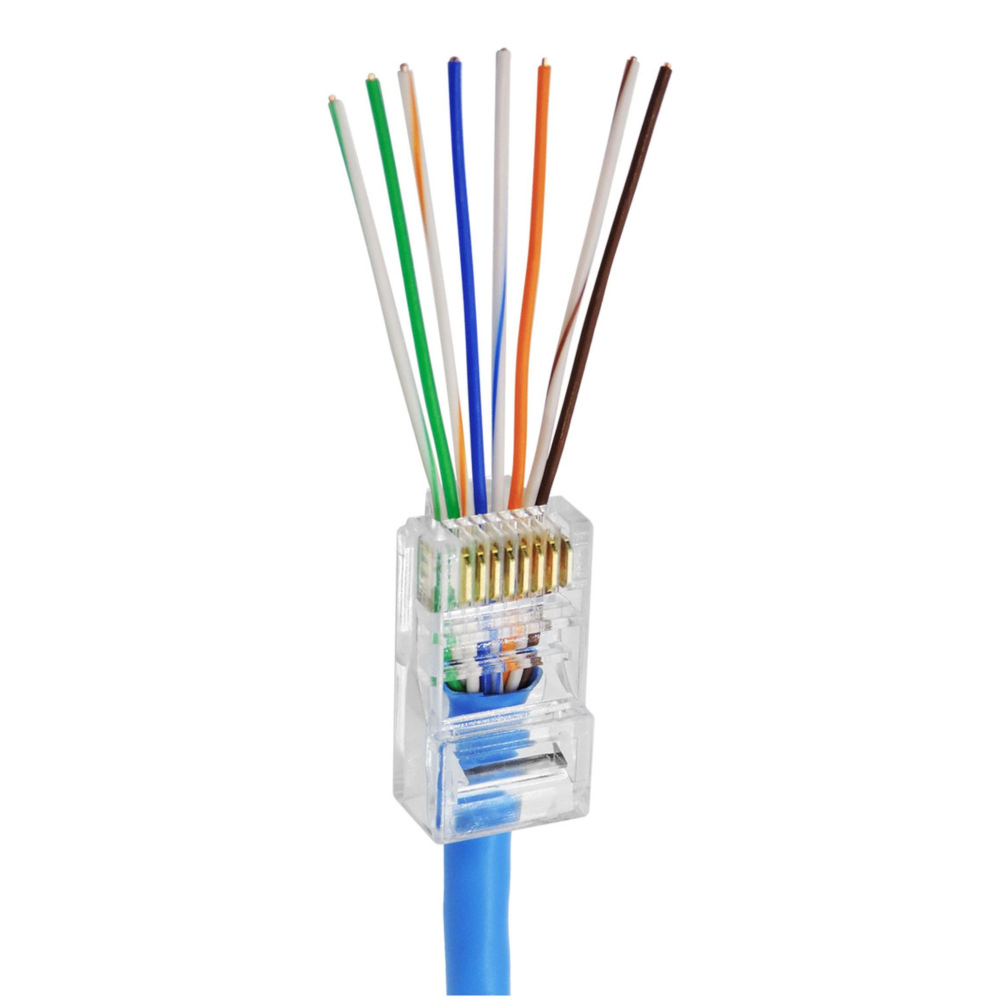 Conector RJ45 Macho Cat5e Para Cabo De Rede Vazado - Imagem 2