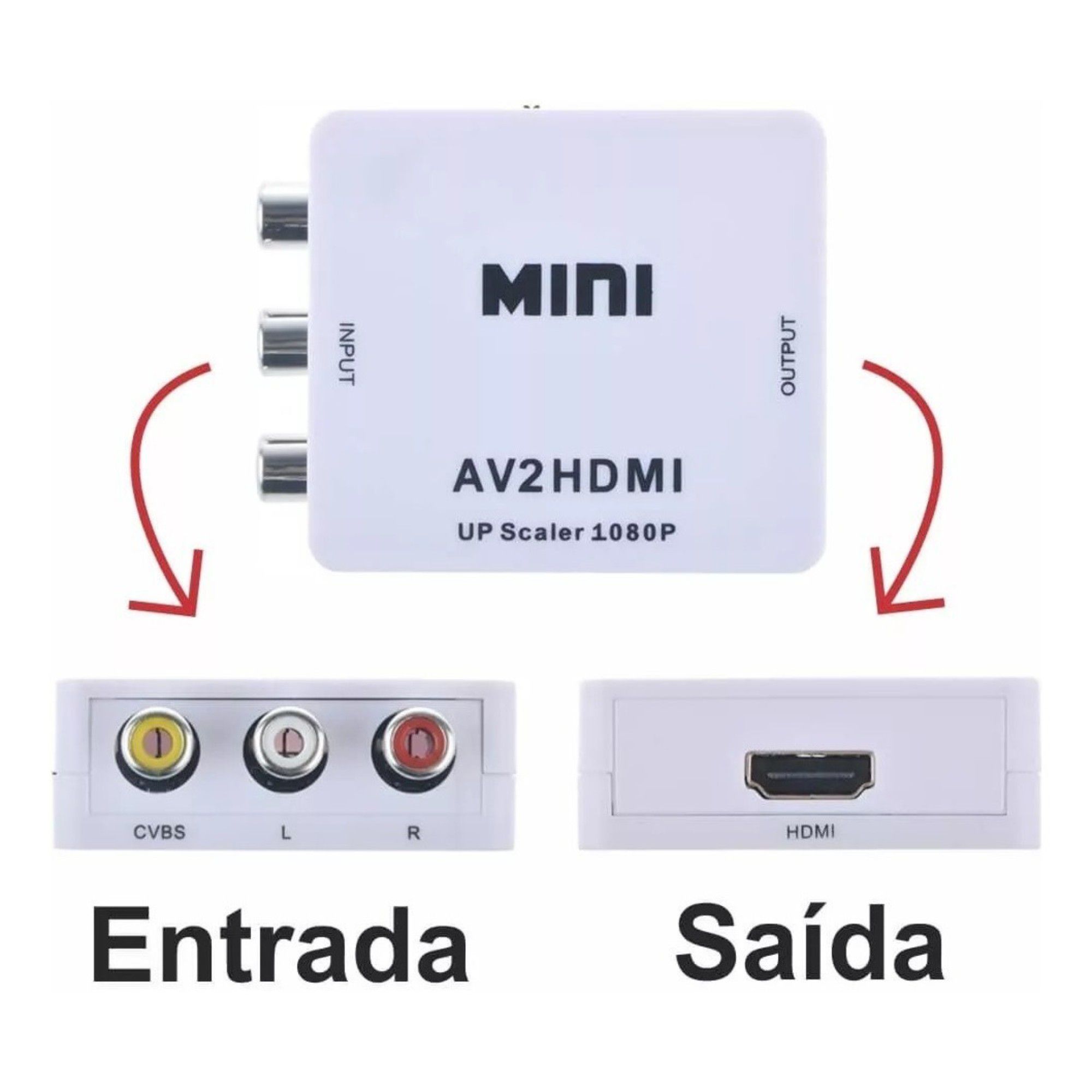 Adaptador Conversor Av Rca Para Hdmi Hardware Full Hd 1080p - Imagem 3