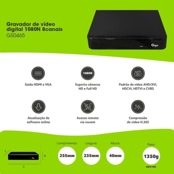 DVR Stand Alone Giga Lite 8 Canais - Image 5