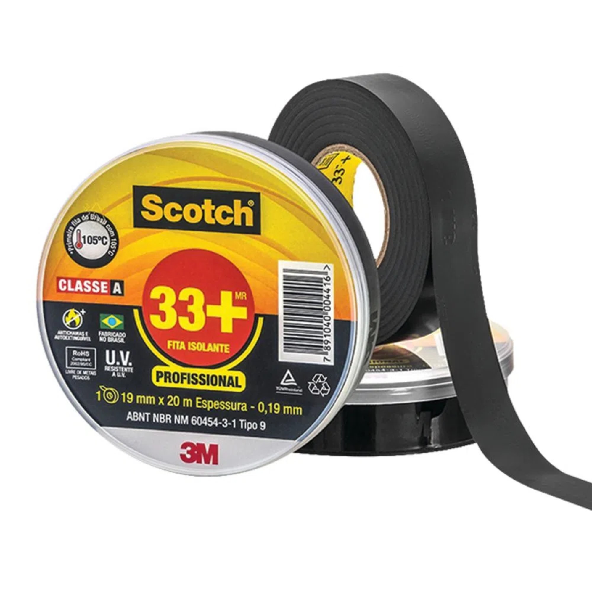 Fita Isolante Profissional 3M 33+ Scotch 105°c 20 Metros - Imagem 2