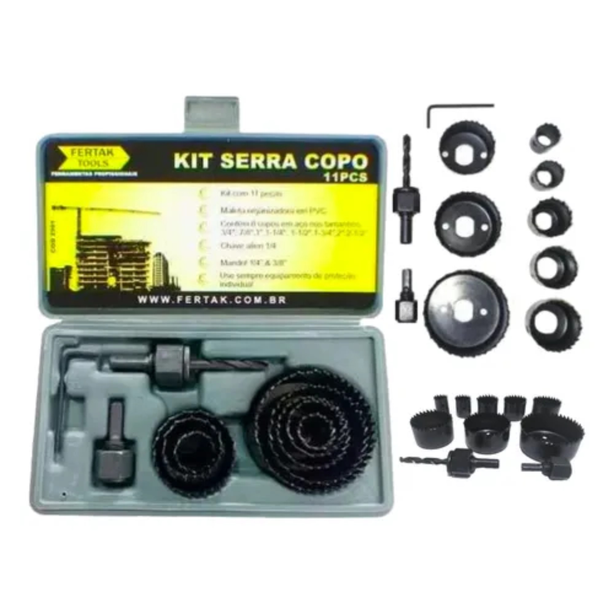 Jogo Serra Copo P/ Madeira E Gesso C/ 11 Peças + Estojo - Imagem 2