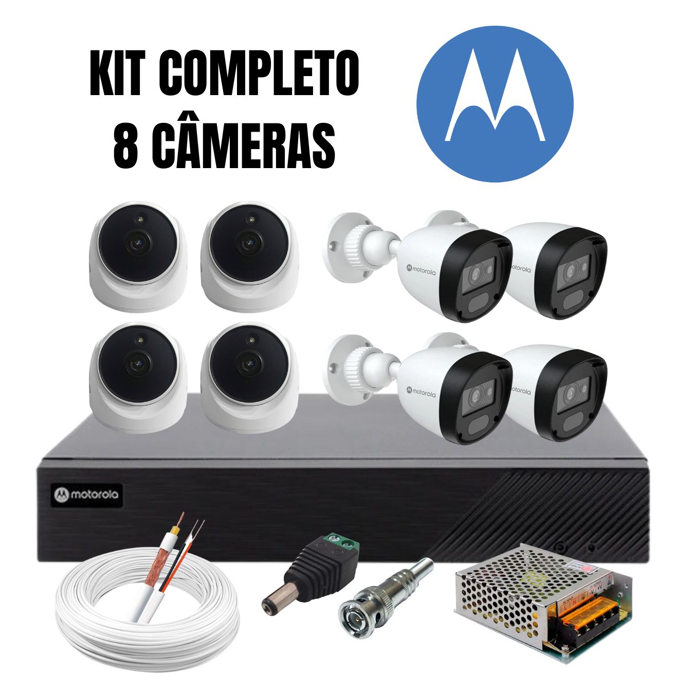 Kit CFTV Motorola Completo 8 Câmeras Full HD e DVR 8 Canais