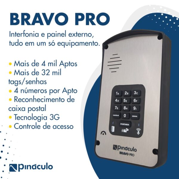 Porteiro Interfone Sem Fio Via Celular Painel Bravo Pro Ate 4000 Apartamentos Pináculo - Imagem 5