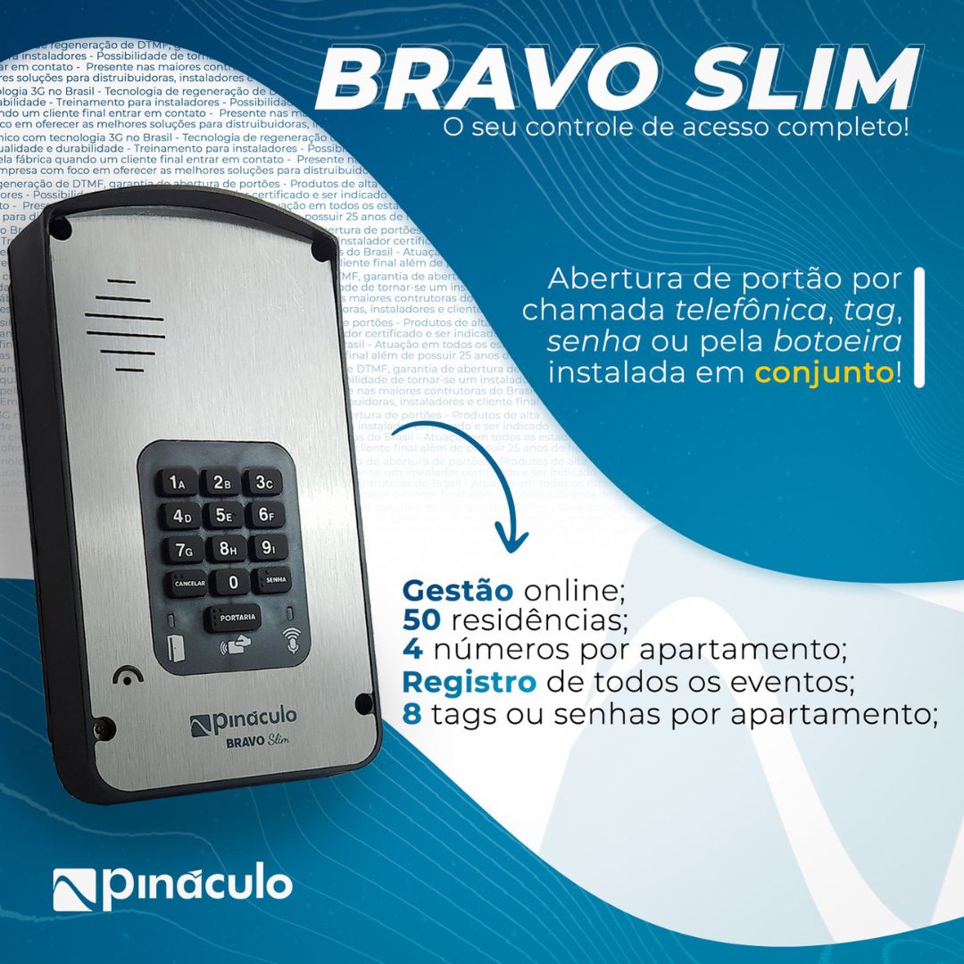 Porteiro Interfone Sem Fio Via Celular Painel Bravo Slim Web Ate 50 Apartamentos Pináculo - Imagem 3