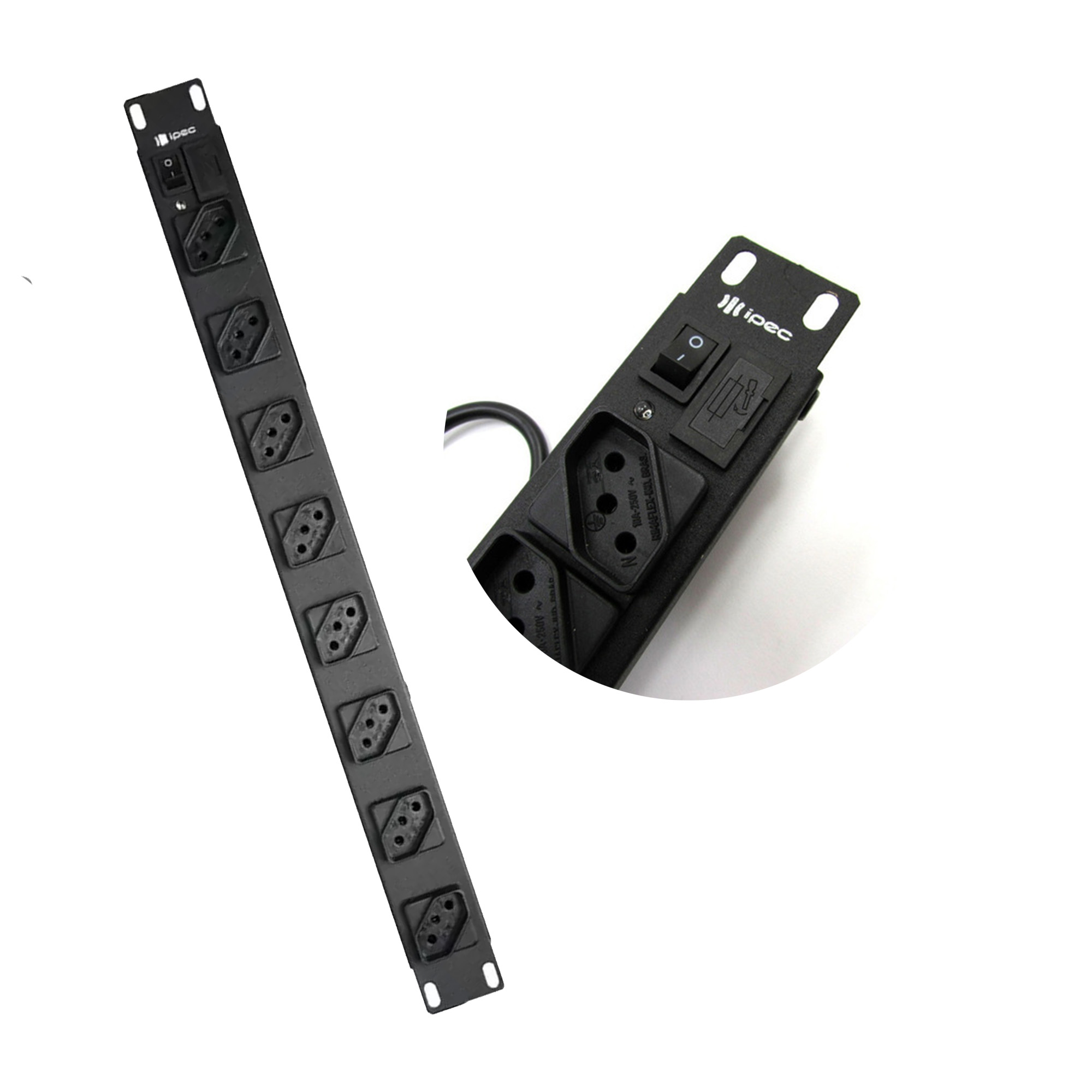Régua Filtro De Linha Rack 19 Polegadas 08 Tomadas