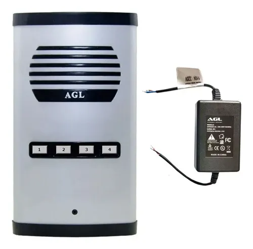 Porteiro Eletrônico Coletivo Predial 4 Pontos Agl Com Fonte